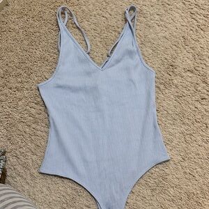 Forever 21 Light Blue Ribbed Bodysuit